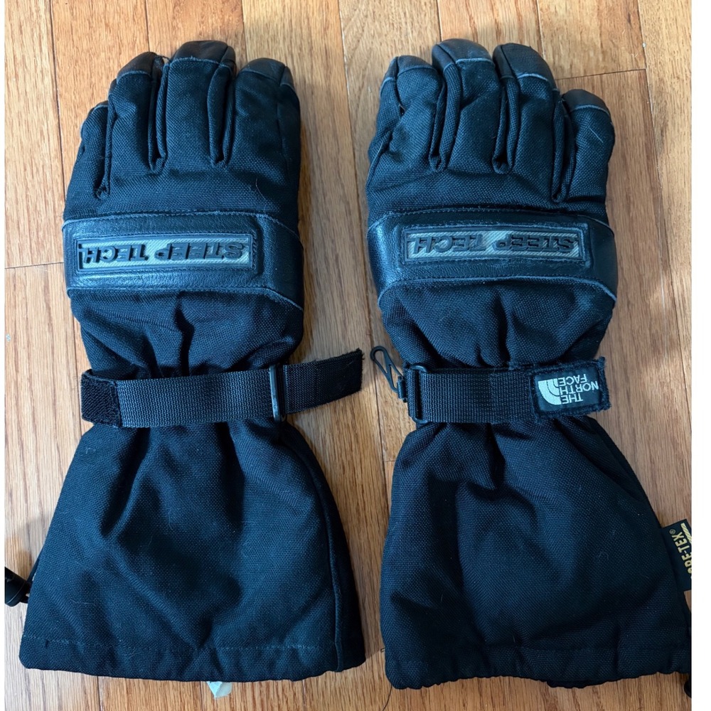 The North Face Steep Tech Gore-Tex Gloves Mens Large Black Leather Ski Snowboard